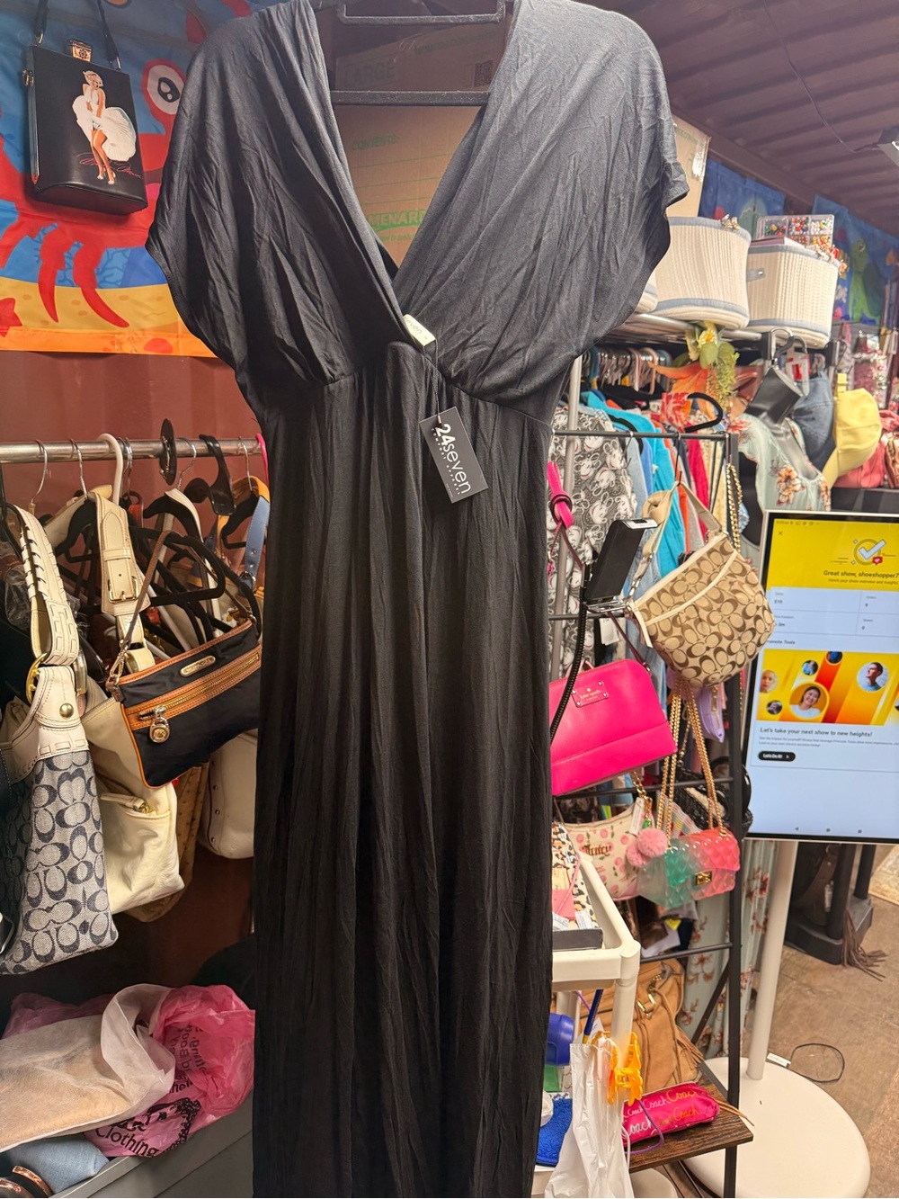 Seven7 Black Ribbed Maxi Dress with Tag